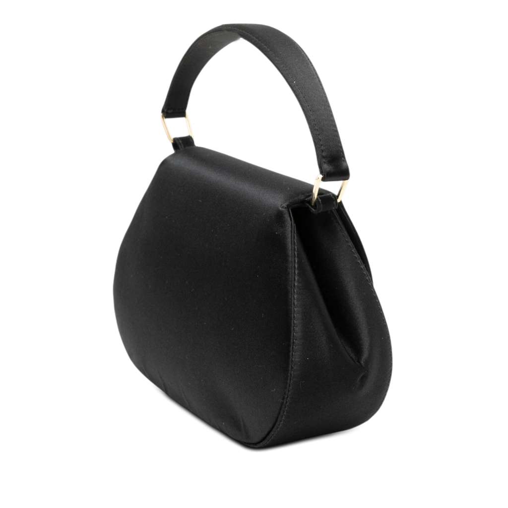 Chanel CC Satin Top Handle Flap Blue Satin Very good condition - Back View