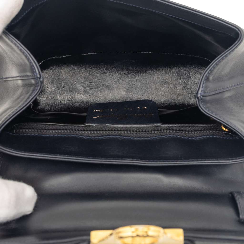 Salvatore Ferragamo Studded Leather Satchel Blue Leather Very good condition - Model View