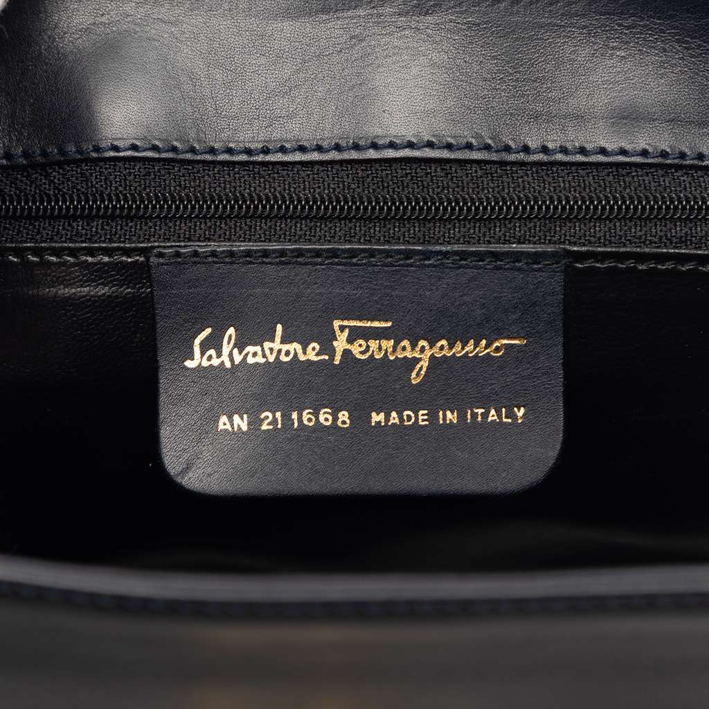 Salvatore Ferragamo Studded Leather Satchel Blue Leather Very good condition - Box View