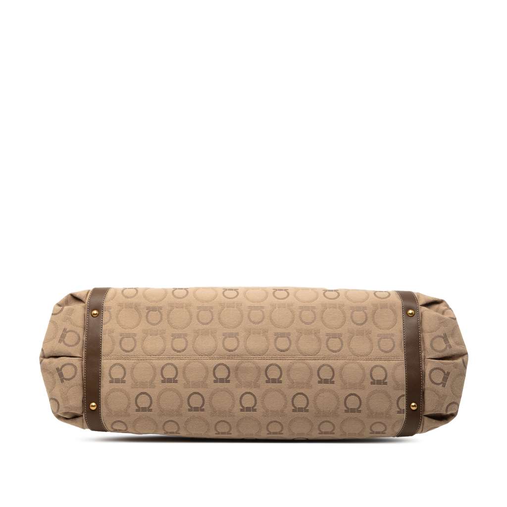 Salvatore Ferragamo Gancini Canvas Shoulder Bag Brown Canvas Very good condition - Inside View