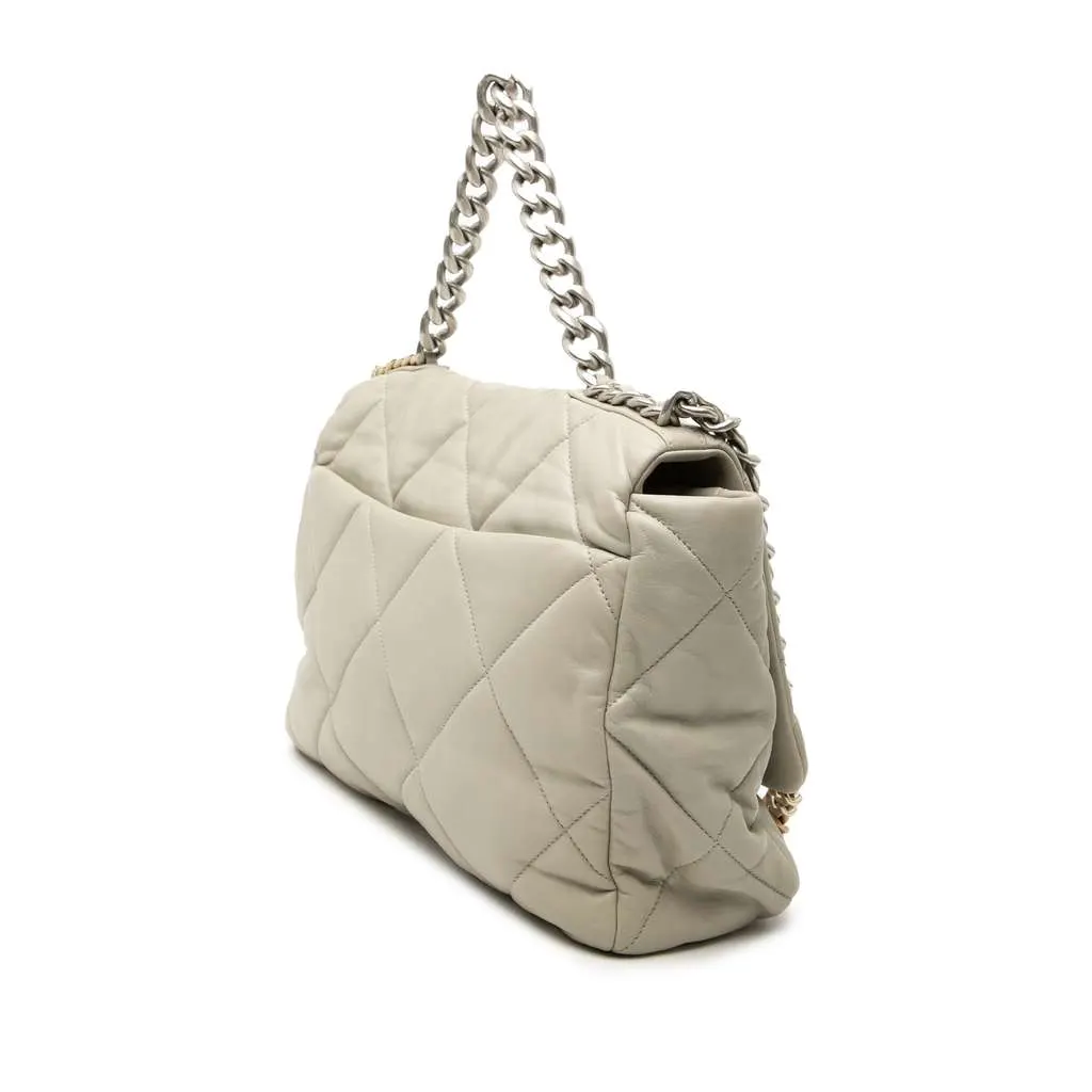 Chanel Maxi Lambskin 19 Flap Grey Leather Very good - Back View