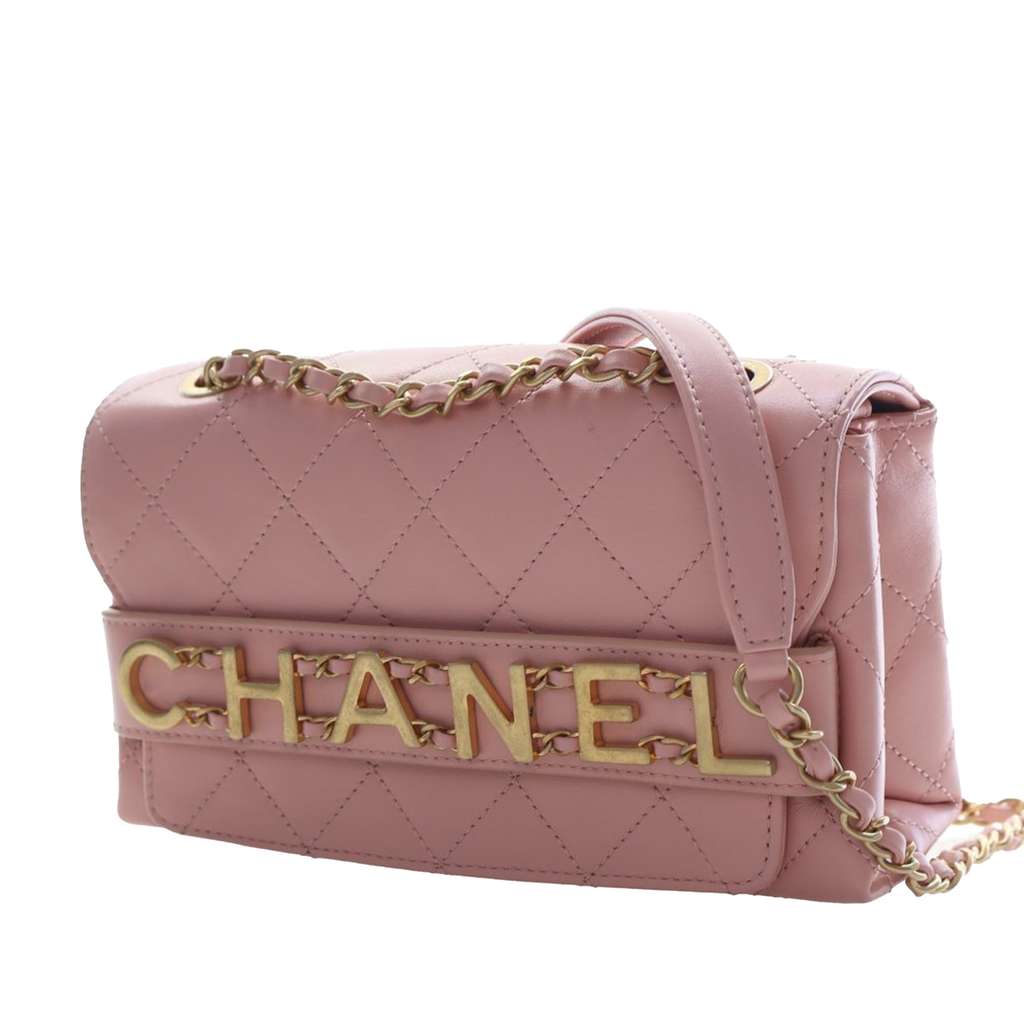 Chanel Small Quilted Calfskin Enchained Flap Pink Leather Never worn - Inside View