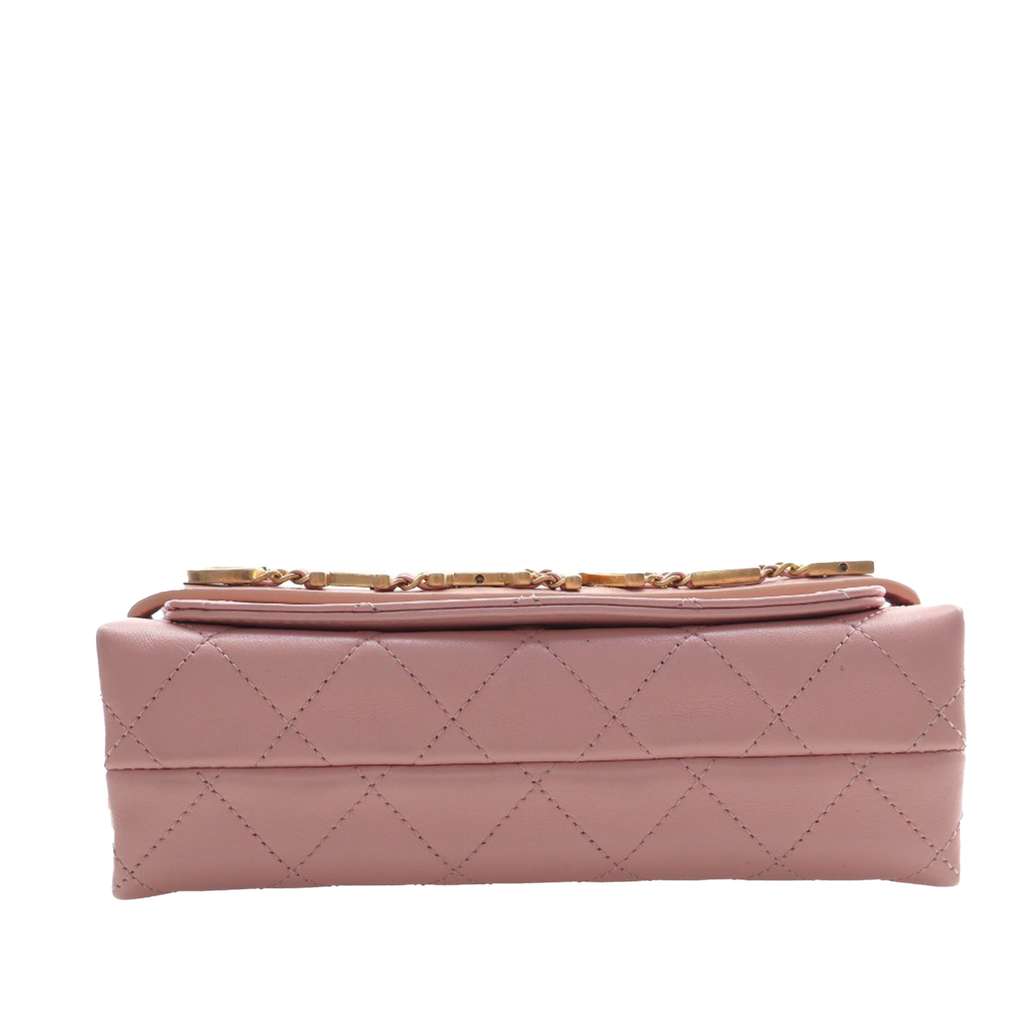 Chanel Small Quilted Calfskin Enchained Flap Pink Leather Never worn - Box View