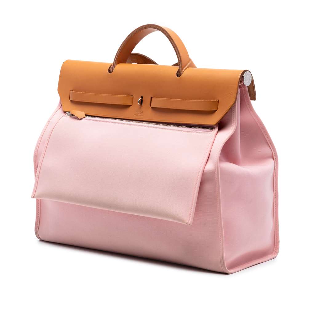 Hermès Herbag Zip Toile 39 Pink Canvas Very good condition - Back View