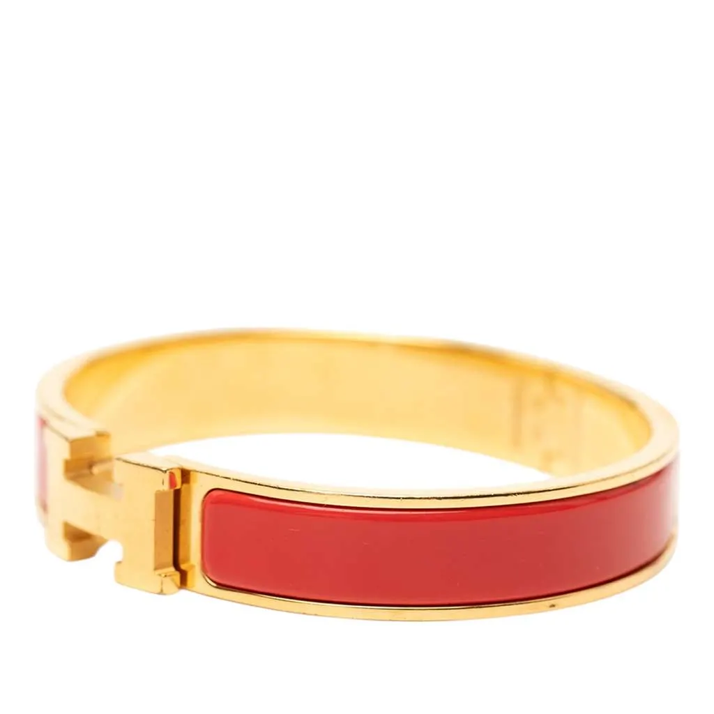 Hermès Narrow Enamel Clic H Bracelet PM Red Very good - Back View