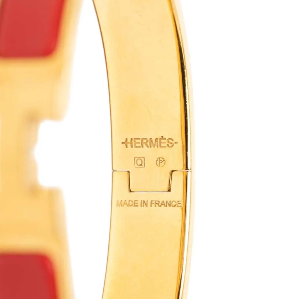 Hermès Narrow Enamel Clic H Bracelet PM Red Very good - Model View
