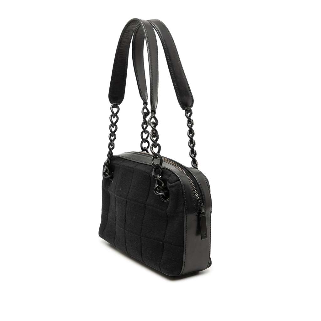 Chanel CC Chocolate Bar Jersey Handbag Black Cotton Very good condition - Back View