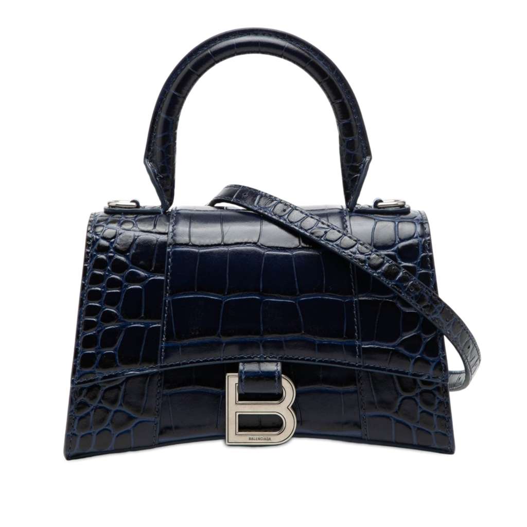 Balenciaga Croc Embossed Hourglass Top Handle Bag XS