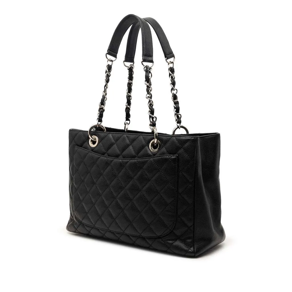 Chanel Caviar Grand Shopping Tote Black Leather Very good - Back View