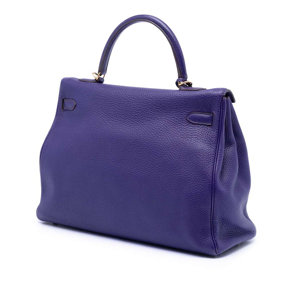 Hermès Togo Kelly II Retourne 35 Purple Leather Never worn - Back View