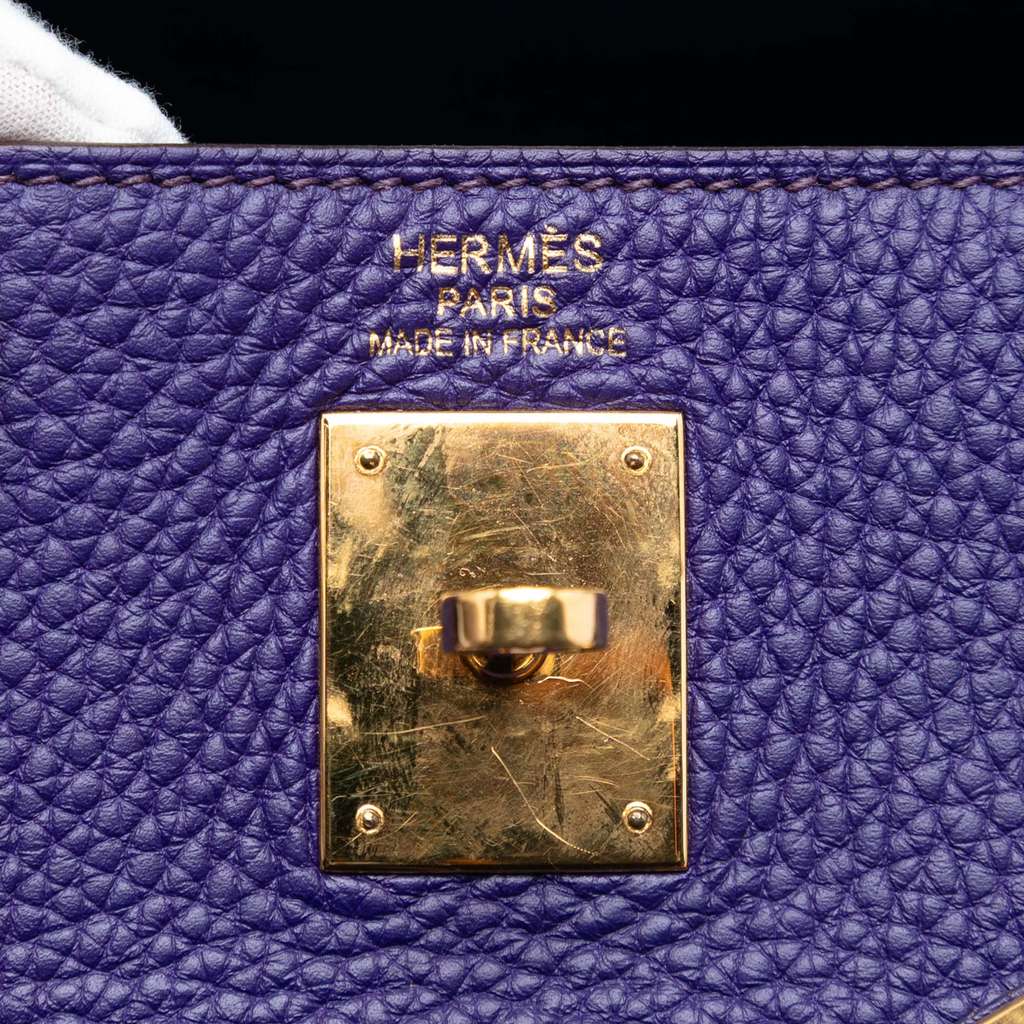 Hermès Togo Kelly II Retourne 35 Purple Leather Never worn - Box View