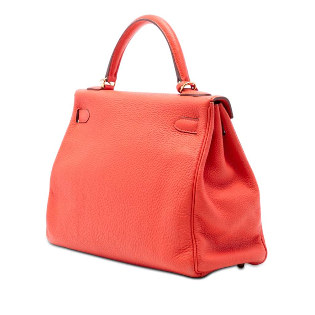 Hermès Togo Kelly II Retourne 32 Orange Leather Never worn - Back View