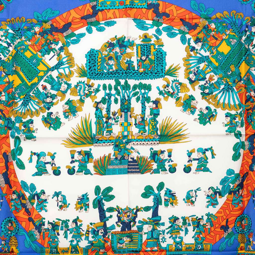 Hermès Astres et Soleils Silk Scarf 90 Blue Silk Never worn - Back View