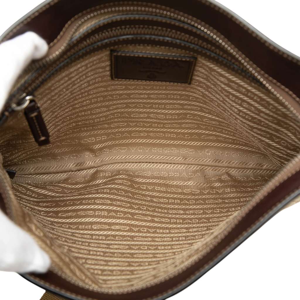 Prada Canvas Canapa Logo Crossbody Beige Canvas Never worn - Model View