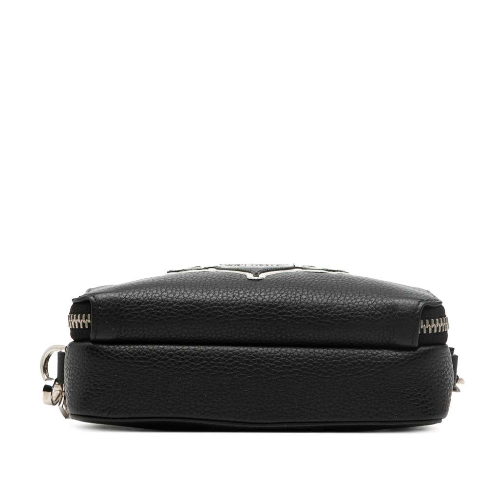 Dior Shawn Stussy Grained Calfskin Double Zip Pouch with Strap Black Leather Never worn - Inside View