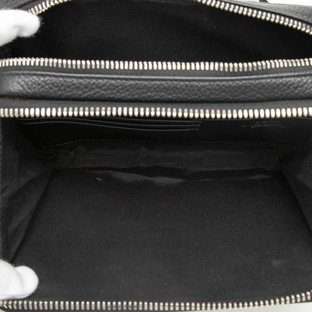 Dior Shawn Stussy Grained Calfskin Double Zip Pouch with Strap Black Leather Never worn - Model View