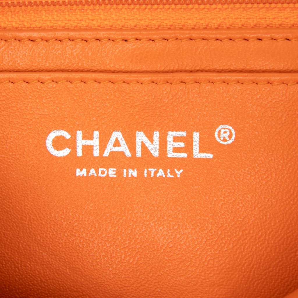 Chanel Mini Rectangular Classic Patent Single Flap Orange Leather Never worn - Box View
