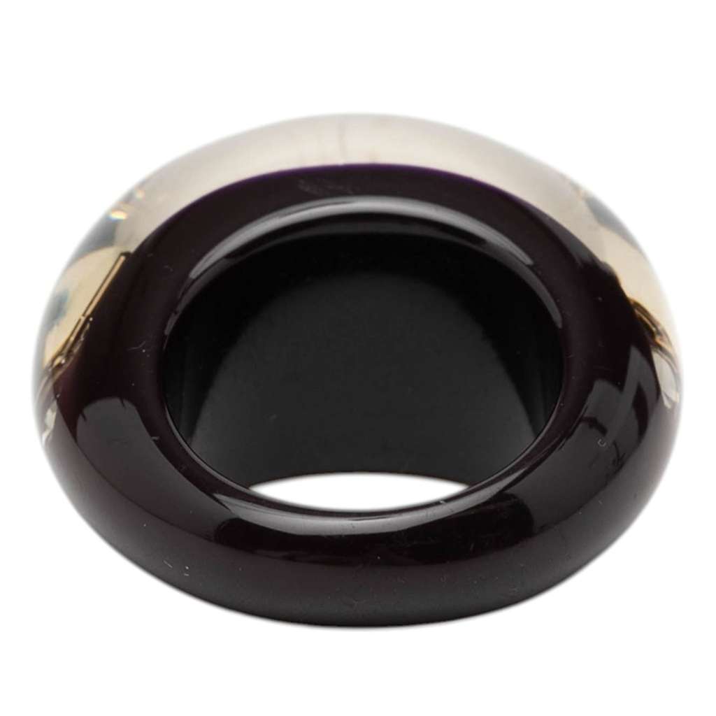 Louis Vuitton Resin and Crystal Monogram Inclusion Ring Black Never worn - Inside View