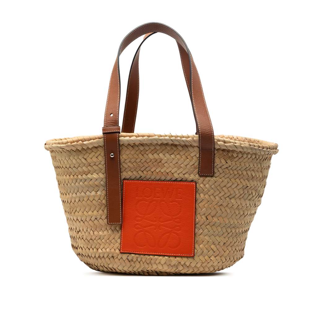 Loewe Large Raffia Anagram Basket Tote