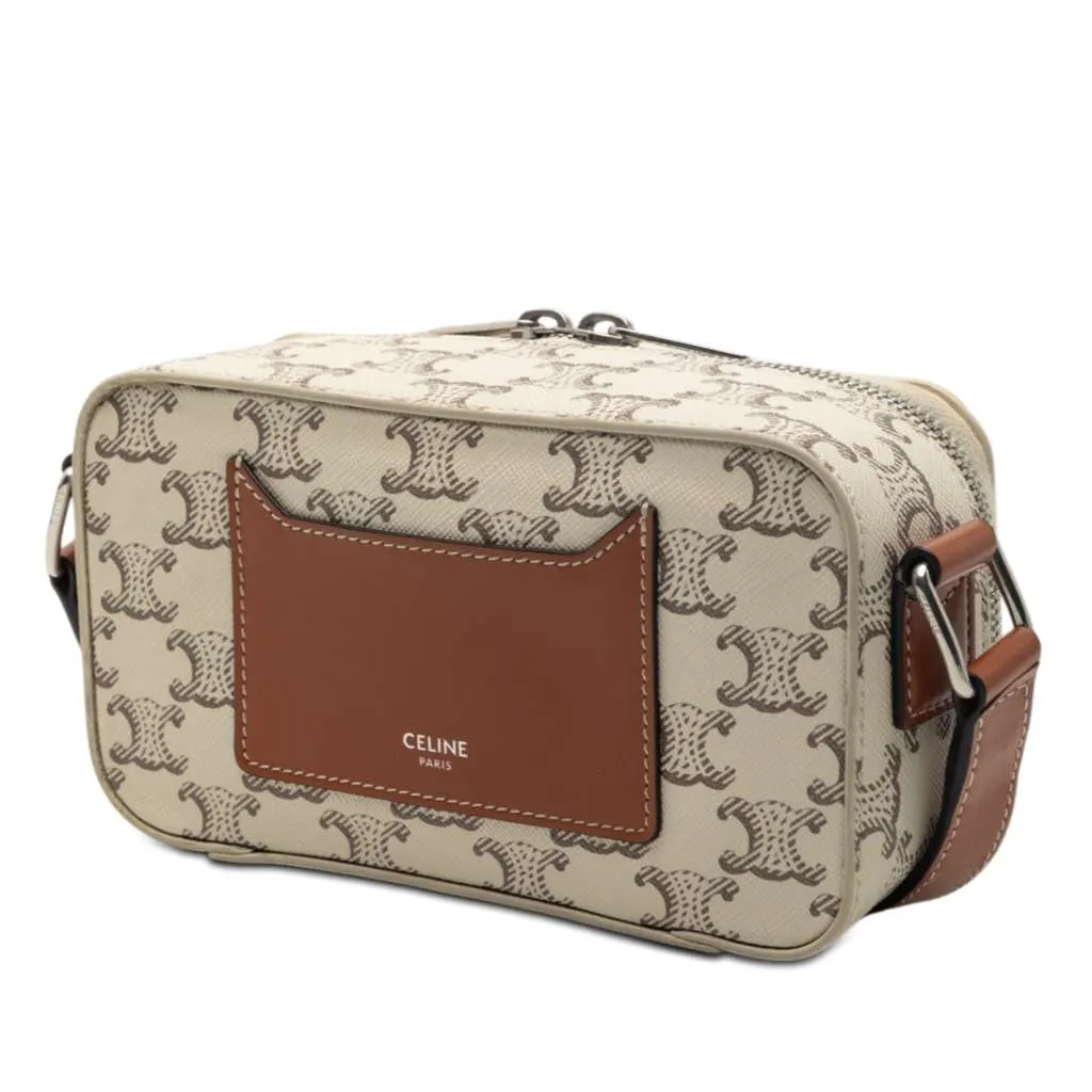 Celine Mini Triomphe Coated Canvas Camera Bag White Canvas Very good - Back View