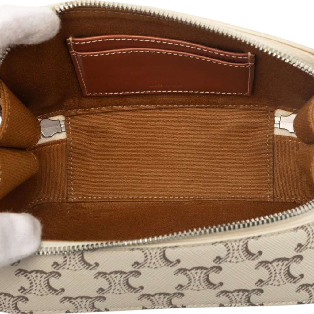 Celine Mini Triomphe Coated Canvas Camera Bag White Canvas Never worn - Model View