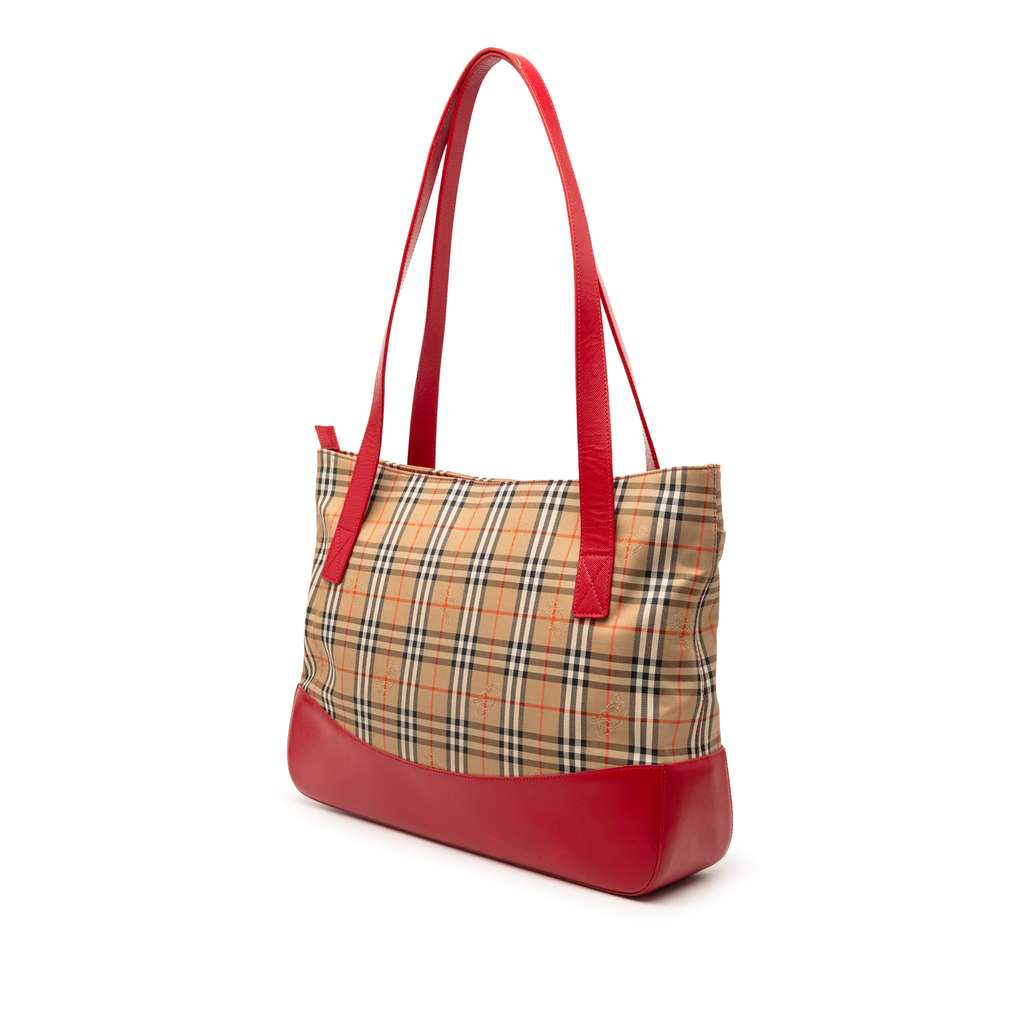 Burberry Haymarket Check Canvas Tote Beige Canvas Never worn - Back View