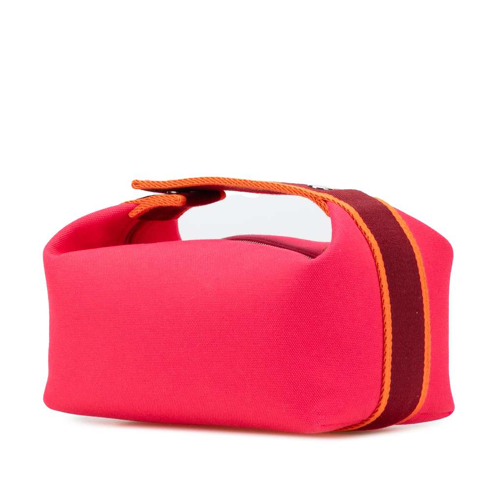 Hermès Small Toile Bride A Brac Case Pink Canvas Never worn - Back View