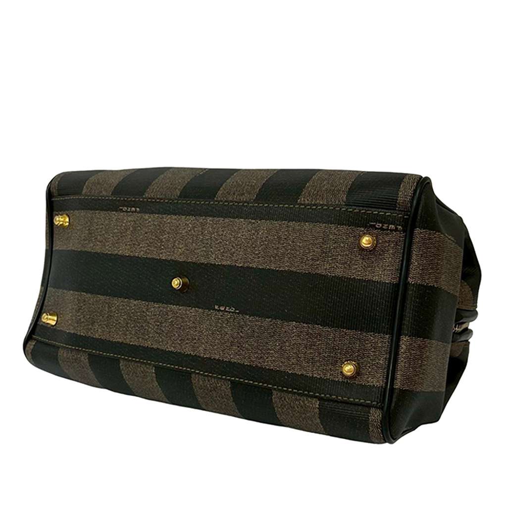 Fendi Pequin Coated Canvas Boston Bag Brown Canvas Never worn - Inside View