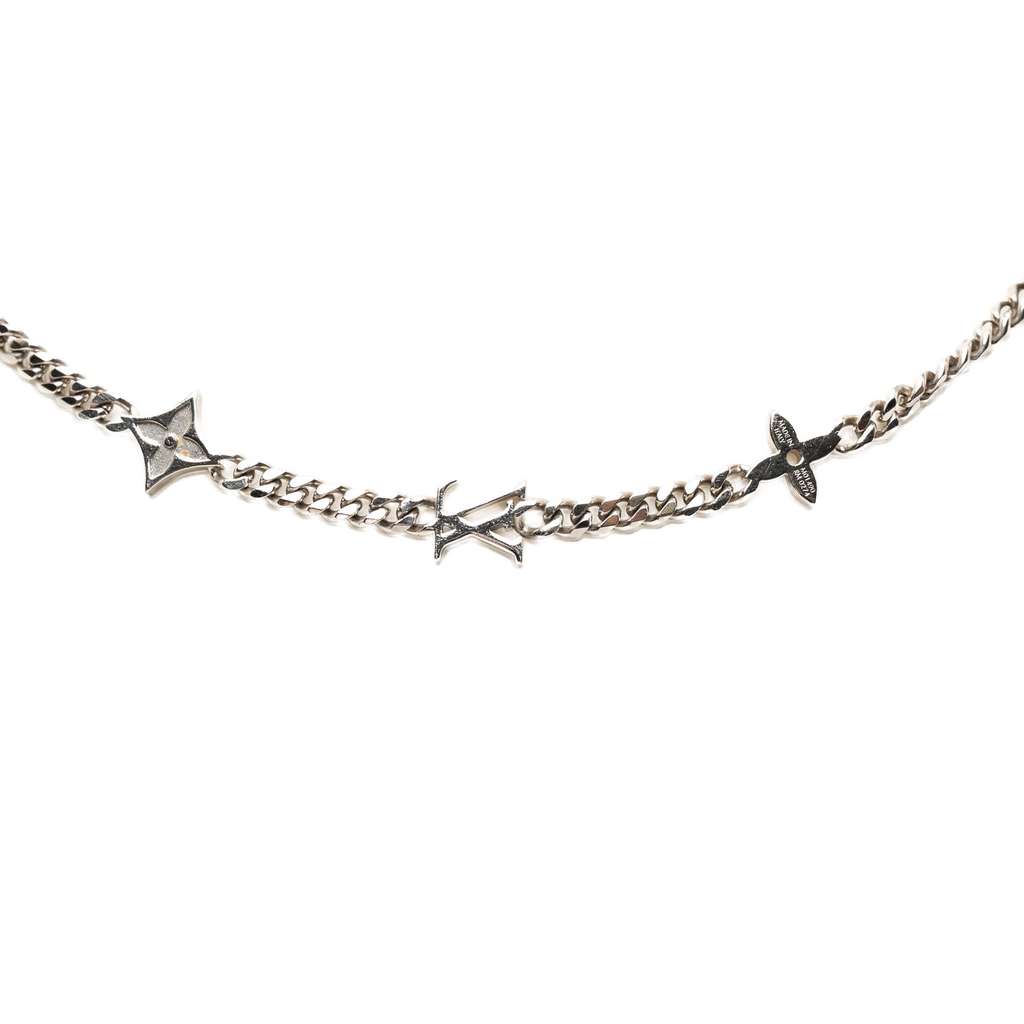 Louis Vuitton Brass Monogram Row Necklace Silver Brass Never worn - Back View