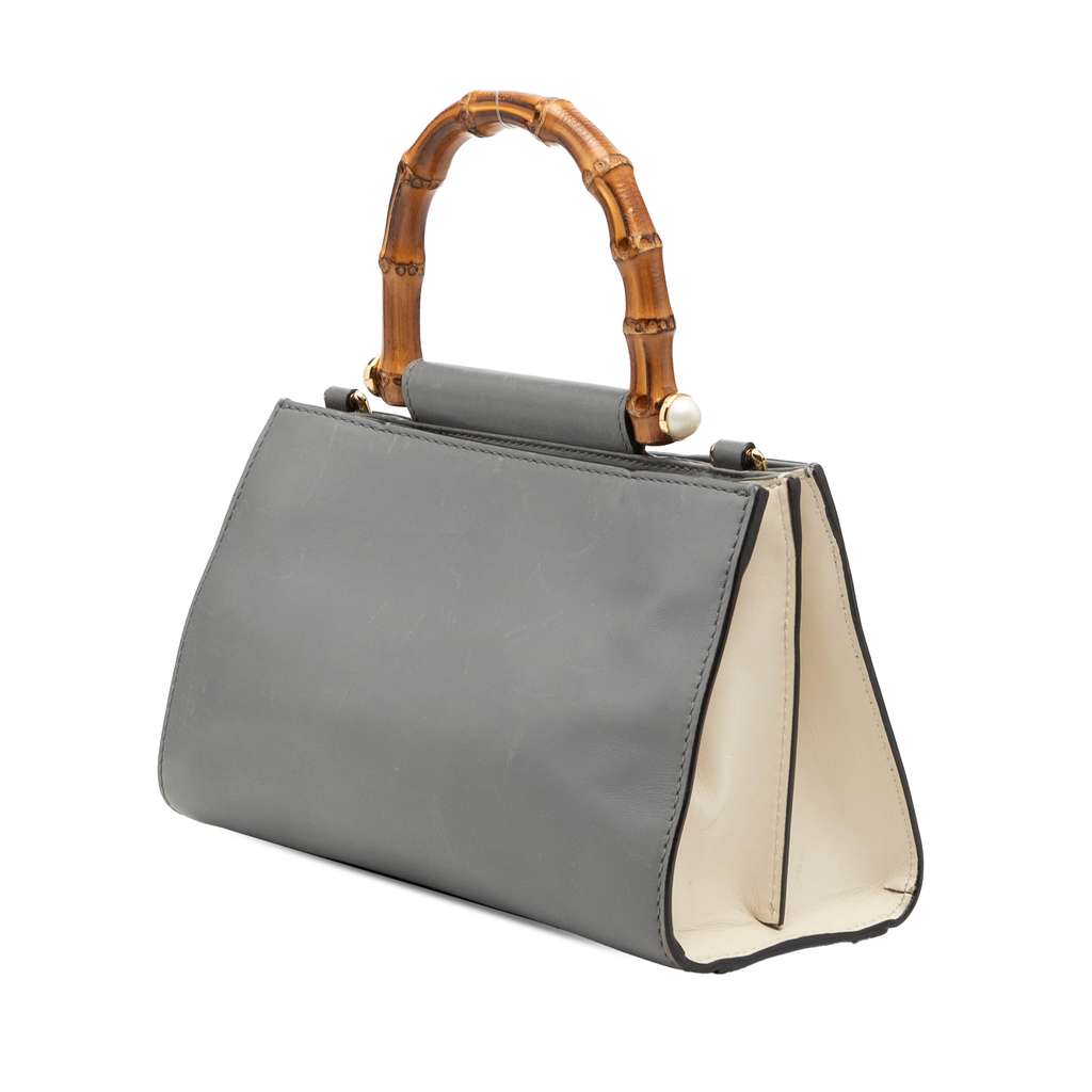 Gucci Mini Leather Bamboo Web Nymphaea Grey Leather Never worn - Back View