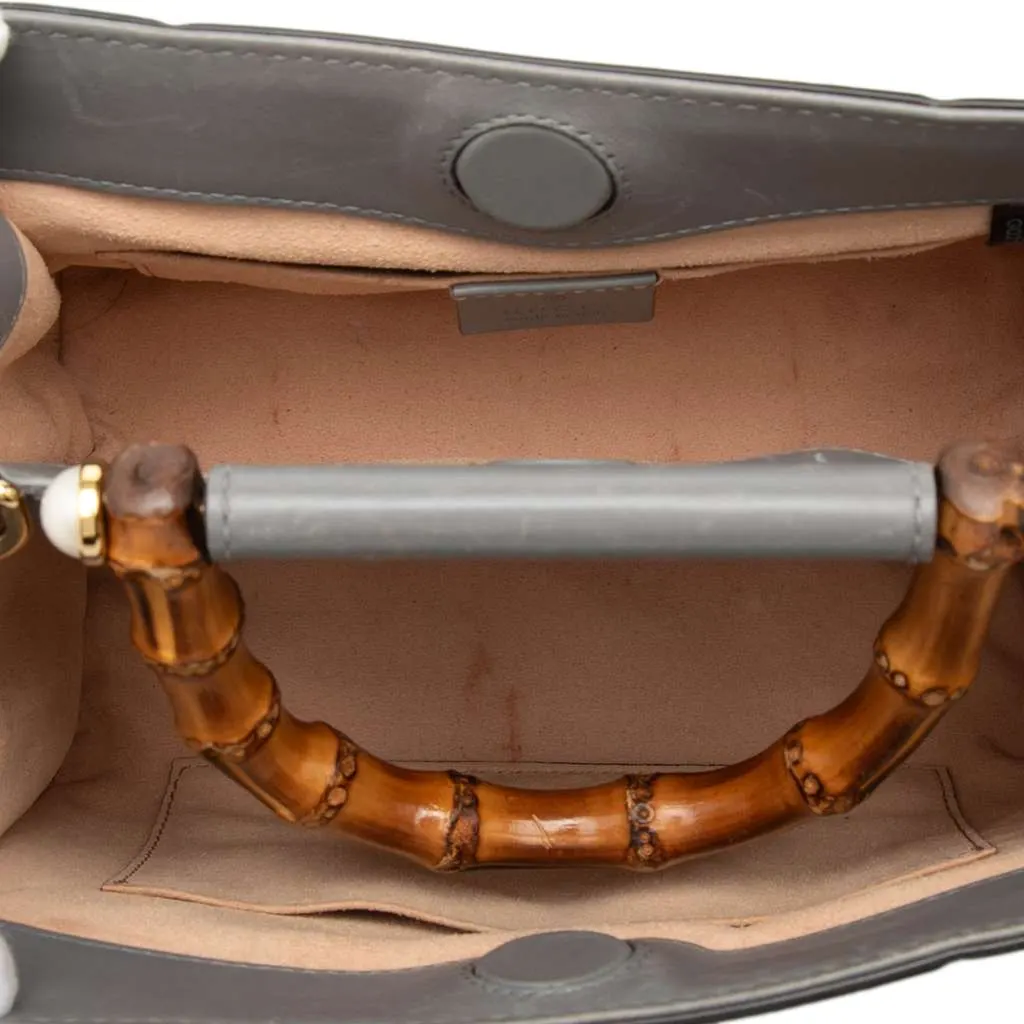 Gucci Mini Leather Bamboo Web Nymphaea Grey Leather Very good - Model View