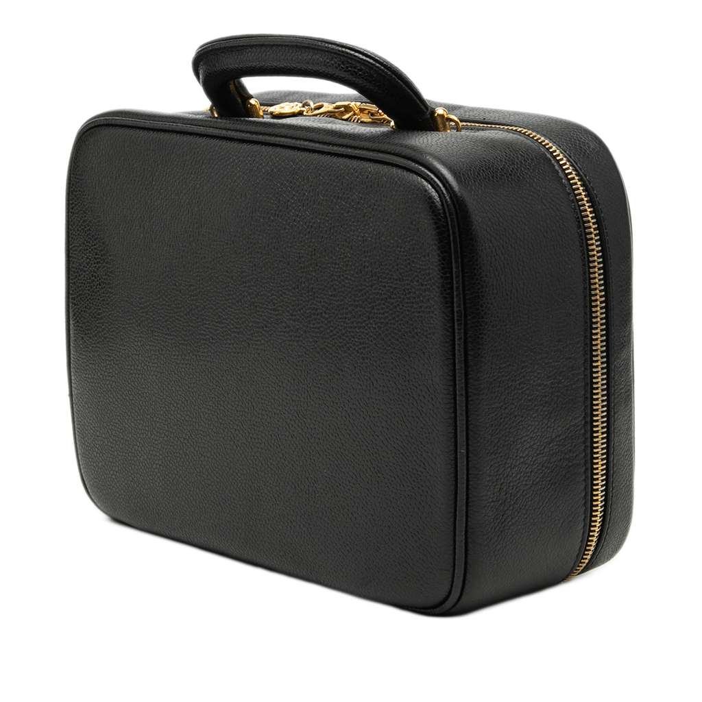 Chanel CC Caviar Vanity Case Black Leather Never worn - Back View