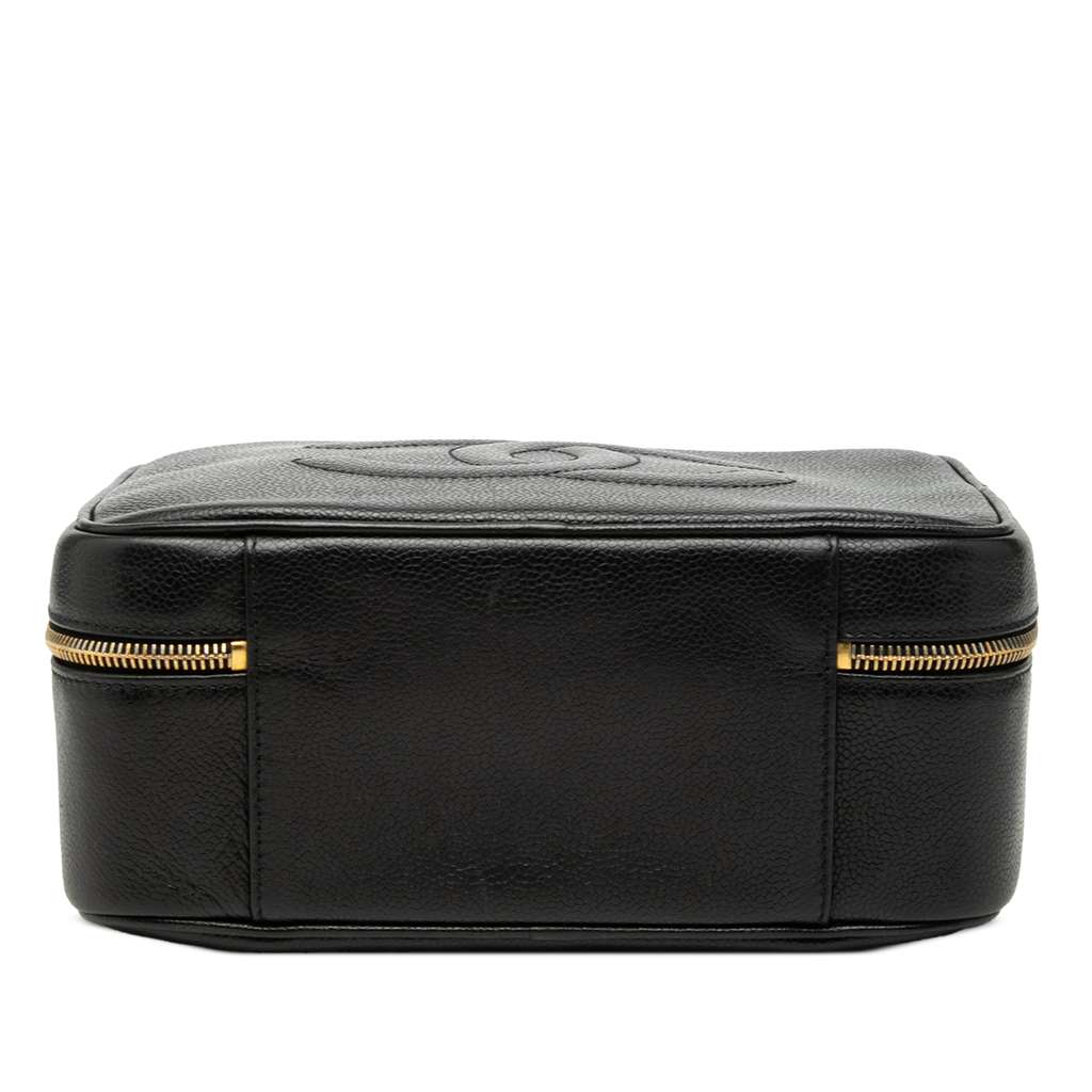 Chanel CC Caviar Vanity Case Black Leather Never worn - Inside View