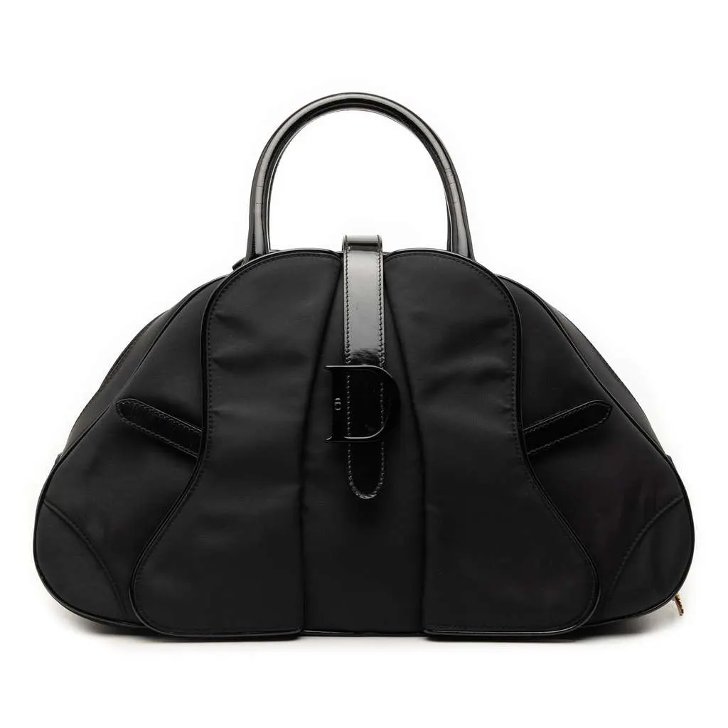 Dior Nylon Double Saddle Bowler Bag Black Very good - Front View