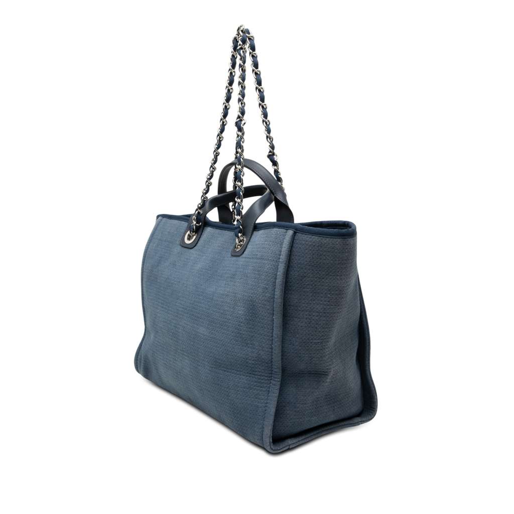 Chanel Medium Canvas Deauville Tote Blue Canvas Never worn - Back View