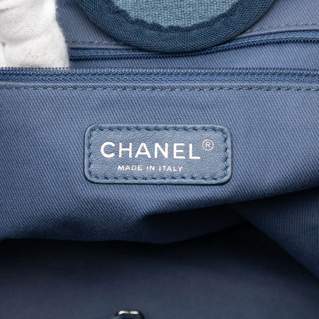 Chanel Medium Canvas Deauville Tote Blue Canvas Never worn - Box View