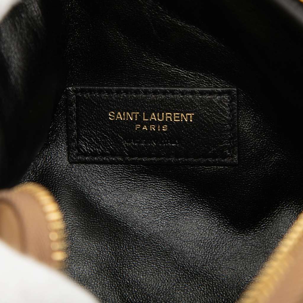 Saint Laurent Mini Quilted Lambskin Gaby Zippered Pouch Brown Leather Never worn - Box View