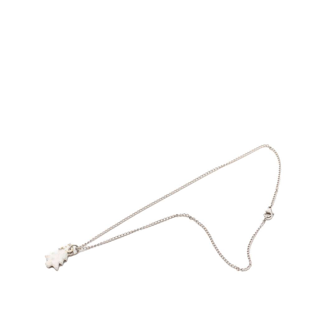 Chanel Silver Plated CC Christmas Tree Pendant Necklace Silver Metal Very good condition - Model View
