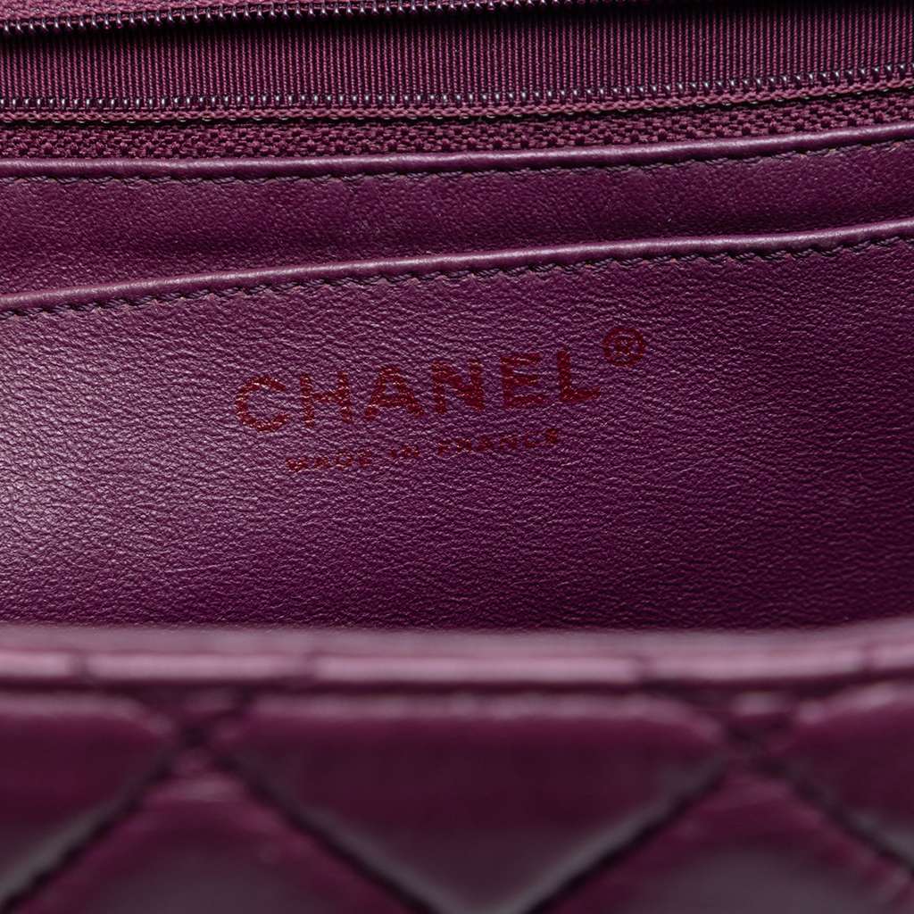 Chanel Maxi XL Classic Lambskin Single Flap Purple Leather Very good condition - Box View