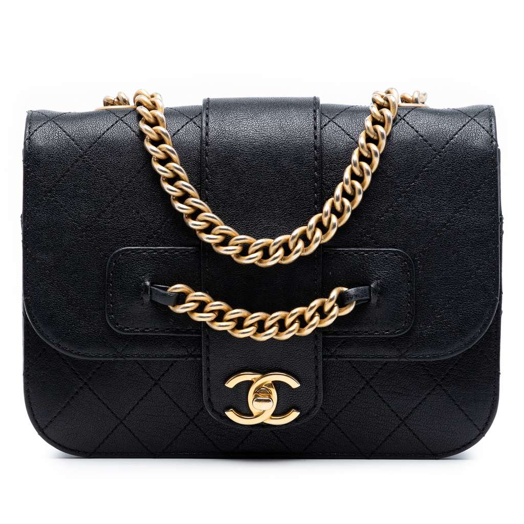 Chanel Large Quilted Sheepskin Front Chain Flap