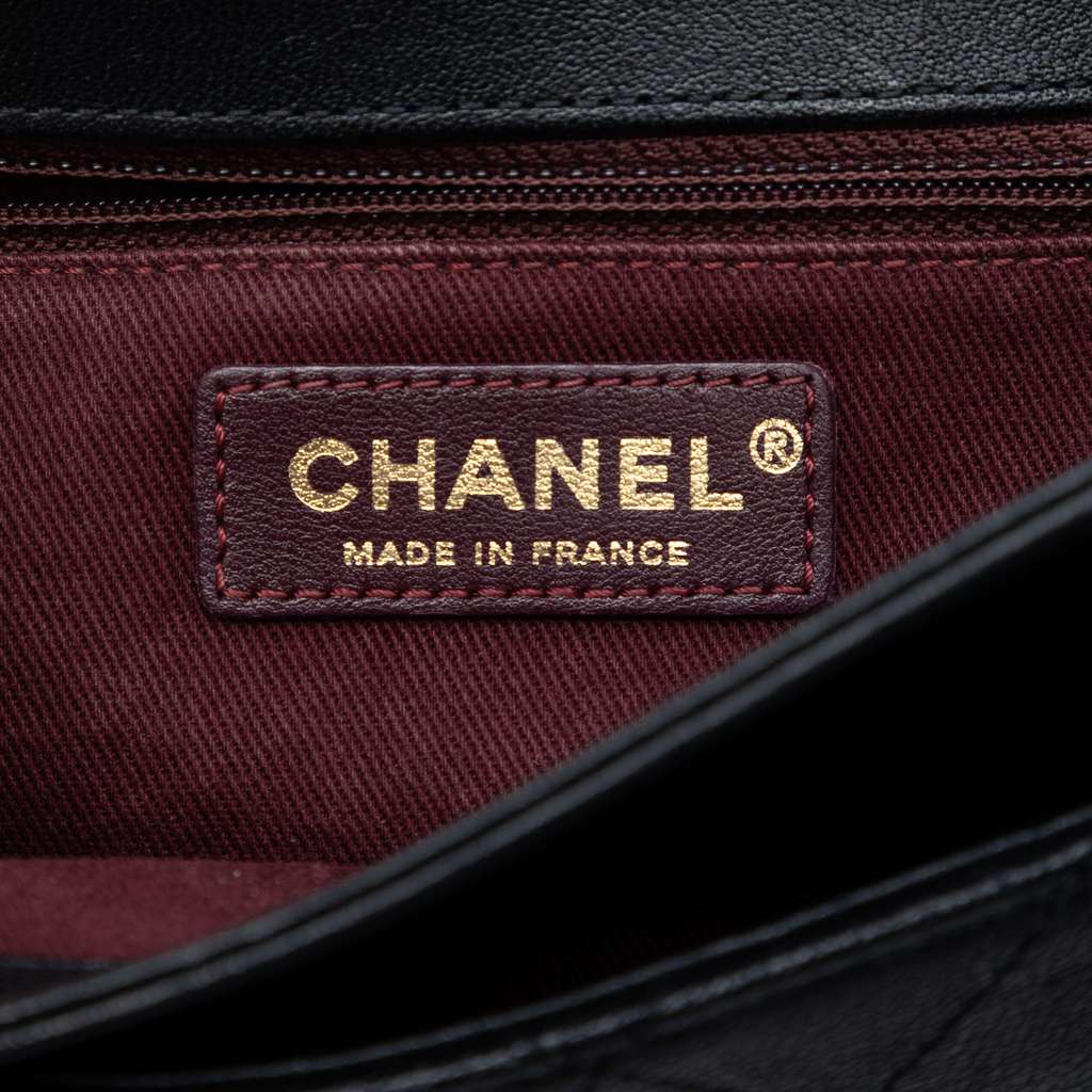 Chanel Large Quilted Sheepskin Front Chain Flap Black Leather Very good condition - Box View