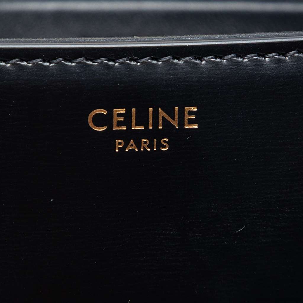Celine Shiny Calfskin Claude Shoulder Bag Black Leather Very good condition - Box View