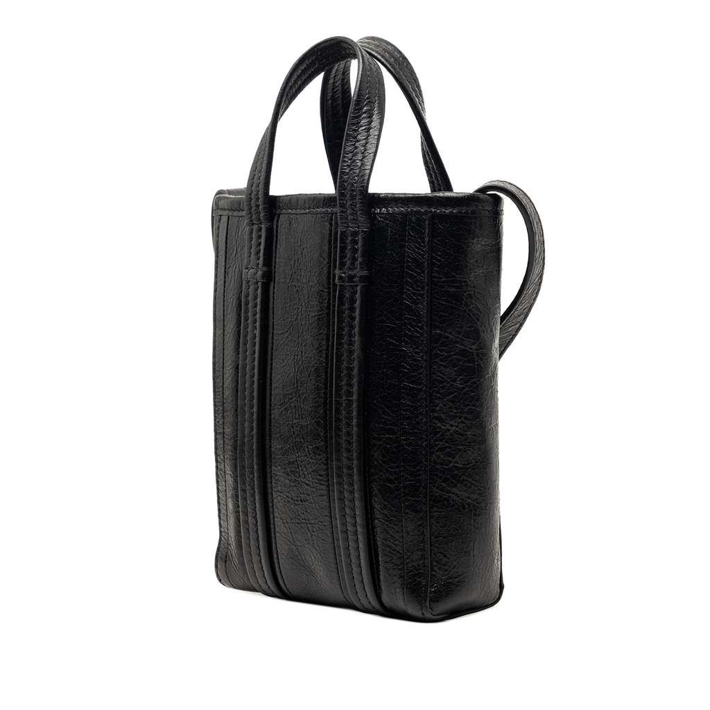 Balenciaga Mini Lambskin Barbes North South Shopper Bag Black Leather Very good condition - Back View