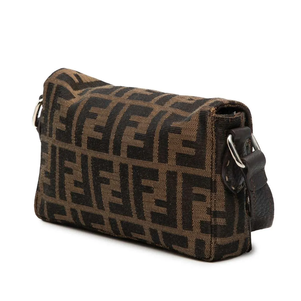 Fendi Zucca Canvas Selleria Crossbody Brown Canvas Good - Back View