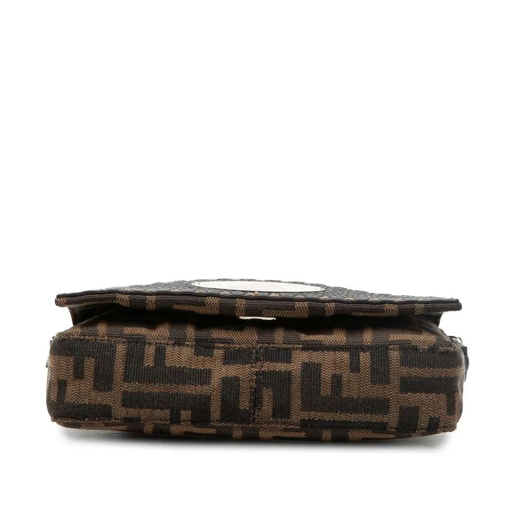 Fendi Zucca Canvas Selleria Crossbody Brown Canvas Good - Inside View