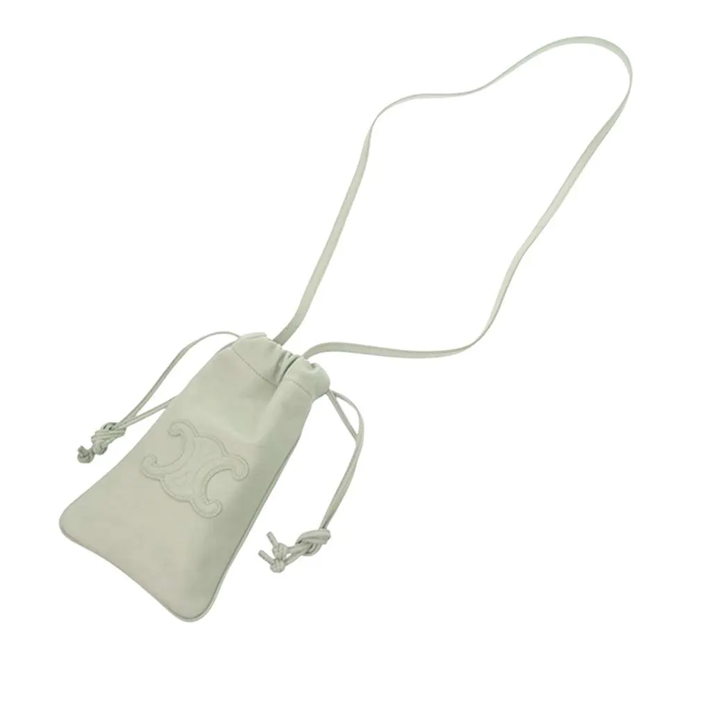 Celine Calfskin Cuir Triomphe Phone Pouch Green Leather Good - Back View