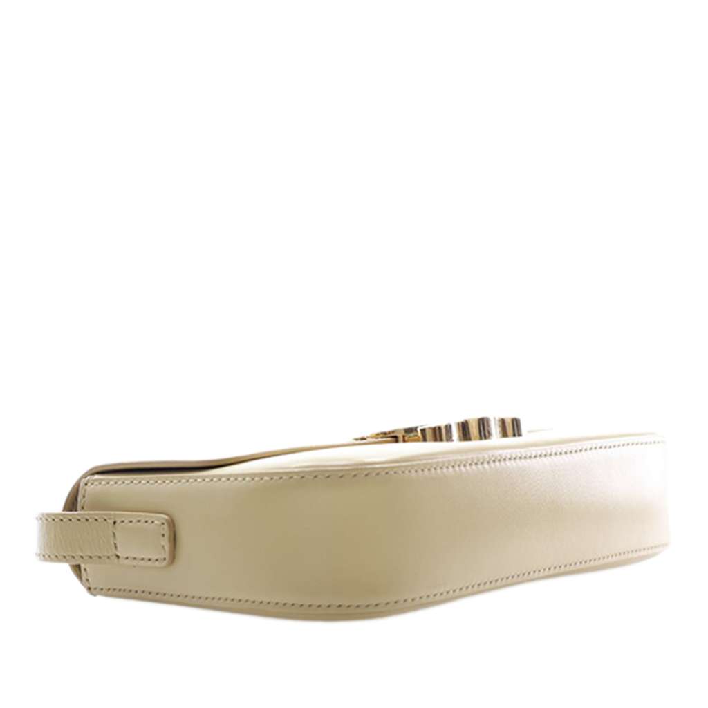 Celine Shiny Calfskin Triomphe Claude Shoulder Bag Beige Leather Never worn - Box View