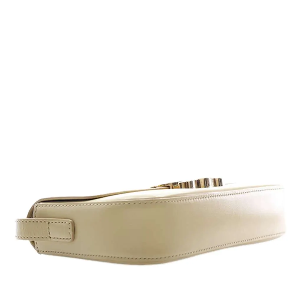 Celine Shiny Calfskin Triomphe Claude Shoulder Bag Beige Leather Never worn - Box View