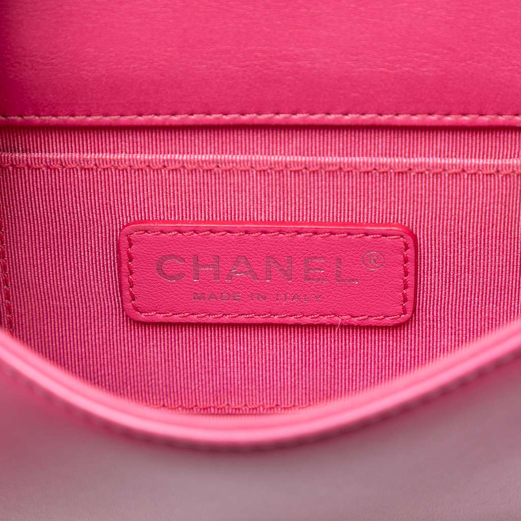 Chanel Mini Ombre Acrylic and Patent Boy Brick Flap Pink Leather Very good condition - Box View