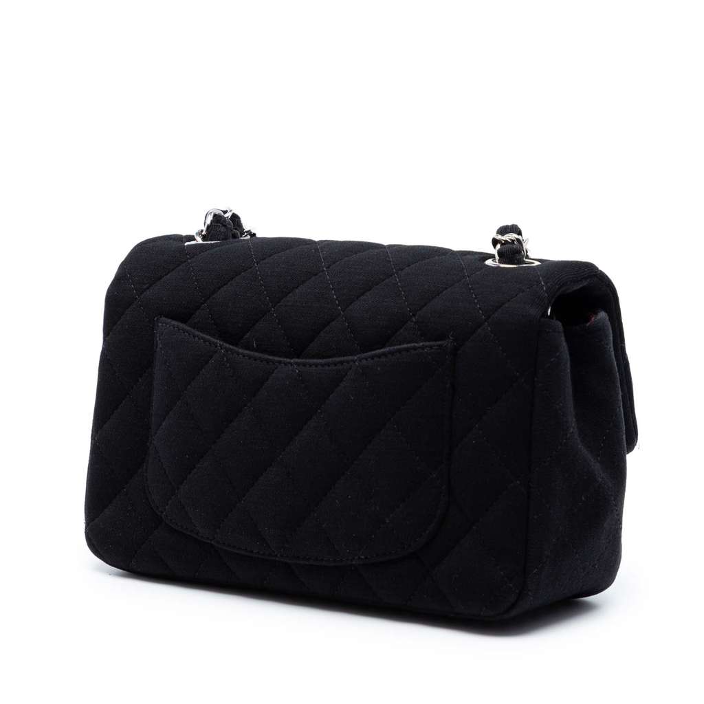 Chanel Mini Rectangular Classic Jersey Single Flap Black Cotton Very good condition - Back View